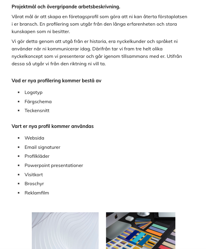 Färdigskrivna arbetsmoment